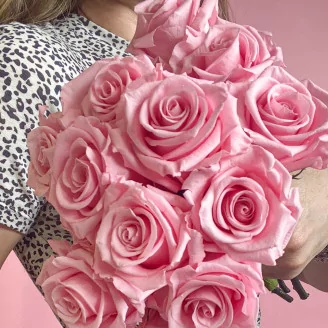 Preserved Rose on stem 12" Light Pink (x25)