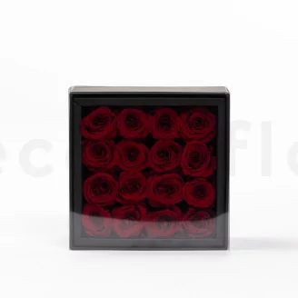 Box of 16 Preserved roses Red