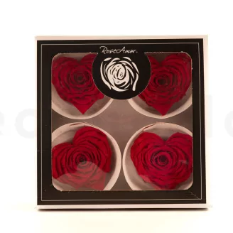 Preserved Heart-Shaped Rose Red (set of 4)