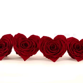Preserved Heart-Shaped Rose Red (set of 4)