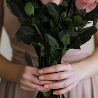Preserved rose stem long extra - 5 Stems - Green