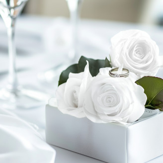 Preserved rose Kiara XL - Box of 6 - Pure white Roses