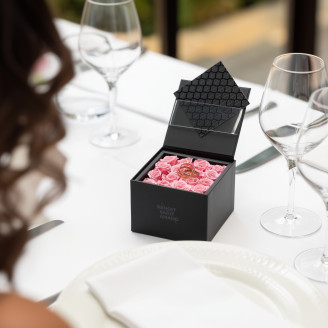 16 Pink Preserved Roses in a Square Box