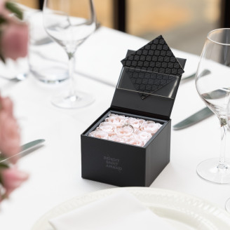 9 Pink Preserved Roses in a Square Box