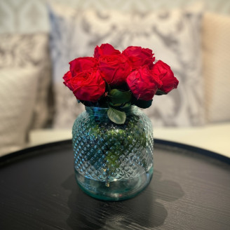 Preserved English roses on stem 30cm - Gift Box 25 Units - Red