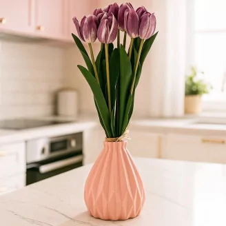 Artificial Real Touch Two-Toned Tulip Mauve & Cream (set of 10)