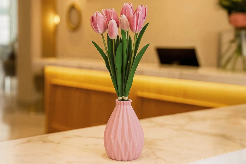 Artificial Real Touch Two-Toned Tulip - 10 Stems - Light Pink