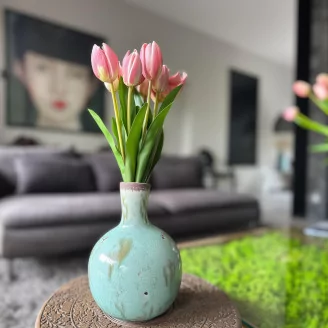 Artificial Real Touch Two-Toned Tulip Light Pink (set of 10)