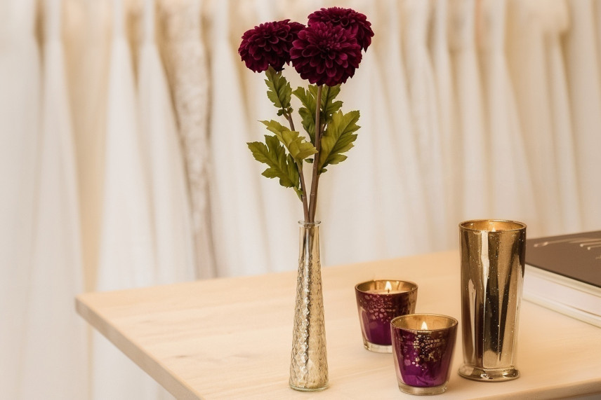 Artificial Dahlia - 4 Stems - Plum