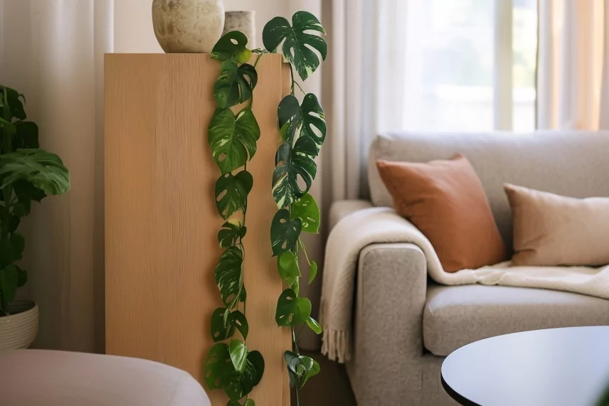 Artificial Monstera Garland - Green