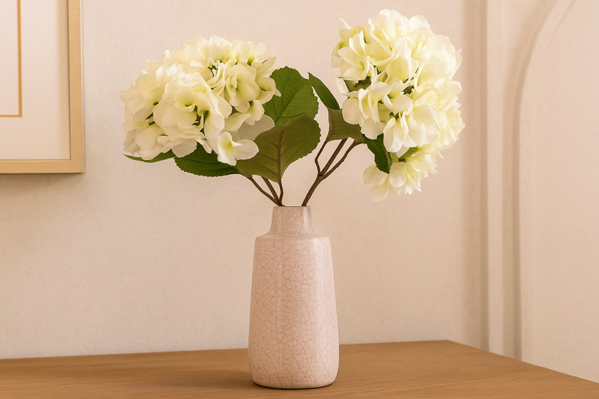Faux Hydrangea - 2 Stems - Cream
