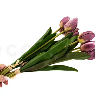 Artificial Real Touch Two-Toned Tulip Mauve & Cream (set of 10)