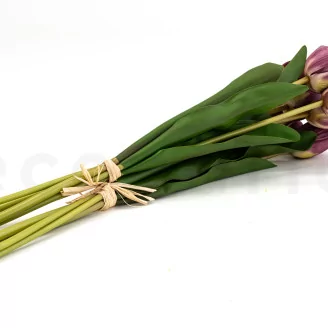Artificial Real Touch Two-Toned Tulip Mauve & Cream (set of 10)