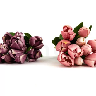Artificial Real Touch Two-Toned Tulip Mauve & Cream (set of 10)