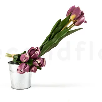 Artificial Real Touch Two-Toned Tulip Mauve & Cream (set of 10)