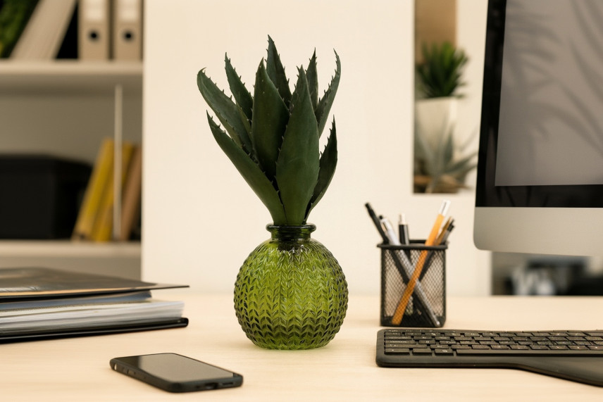 Artificial Aloe - 2 Stems - Green