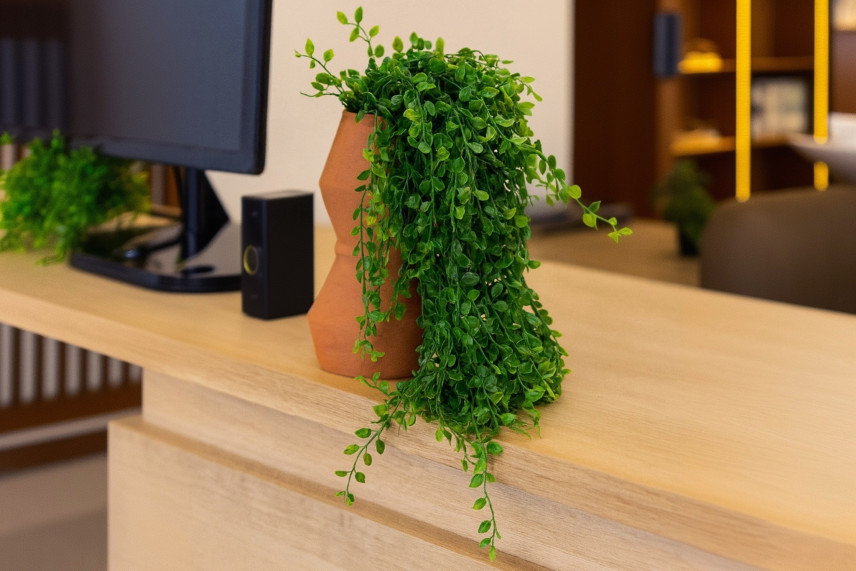 Artificial Hanging Mini Green Leaves - 2 Stems