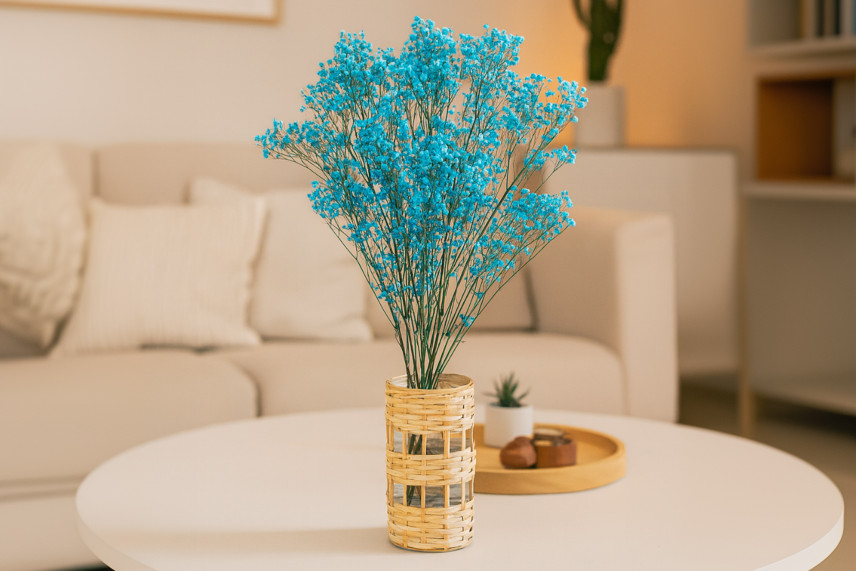 Preserved Baby's Breath Gypsophila - Bunch - Light Blue
