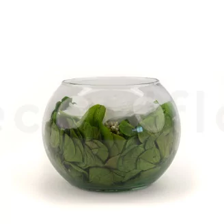 Preserved Rose In Glass Bowl White