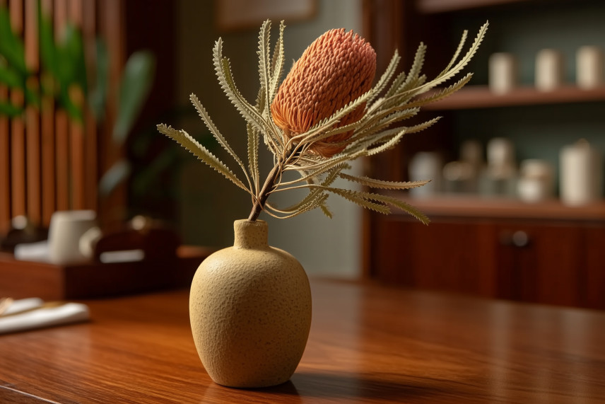 Dried Banksia Hookeriana - 1 Stem - Old rose