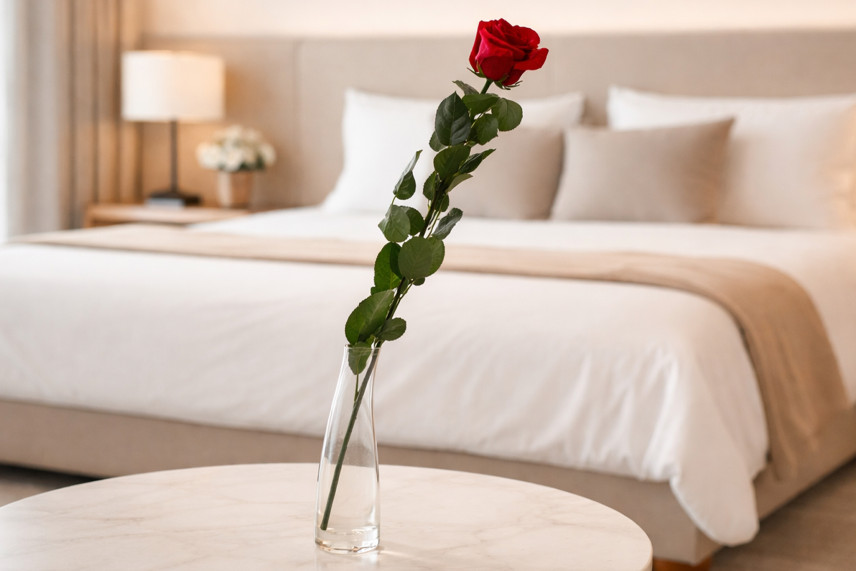 Preserved roses on stem in bulk 50cm - 30 Units - Red