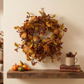 Artificial Fall Foliage Wreath (22")