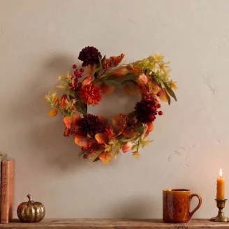 Artificial Fall Floral Wreath (14")