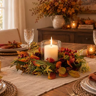 Artificial Fall Floral Wreath (14")